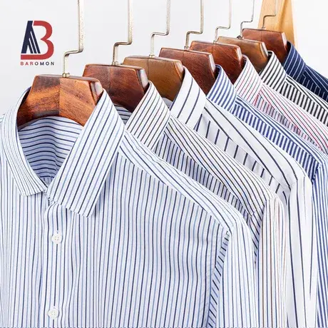 【DP免烫纯棉格子衬衣】BAROMON/培罗蒙秋季男士商务长袖条纹衬衫商品大图