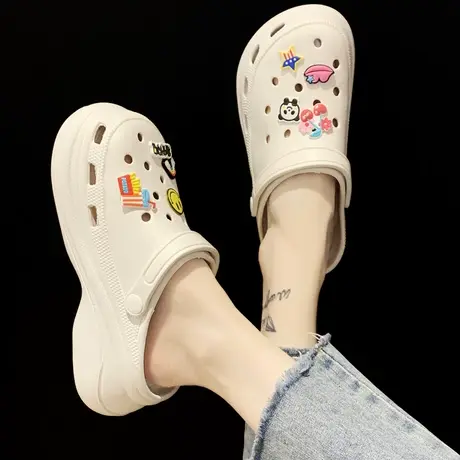 凉拖鞋女外穿ins潮2023年厚底增高防滑时尚松糕高跟洞洞鞋沙滩鞋商品大图