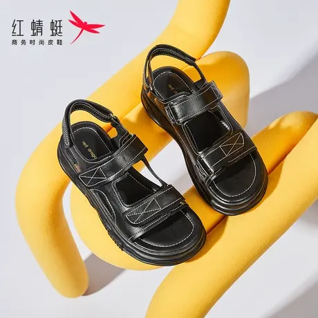 红蜻蜓运动凉鞋女2023年新款夏季平底外穿妈妈百搭软底休闲沙滩鞋商品大图