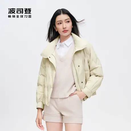 波司登23秋新款立领商务利落短款优雅柔肤鹅绒羽绒服保暖外套女士商品大图