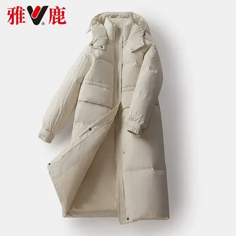 雅鹿羽绒服女中长款2022冬季新款休闲宽松连帽保暖加厚品牌外套潮商品大图