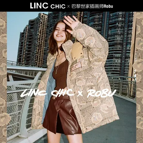 2023金羽杰#LINC设计师联名系列#造型感中长款反季女款羽绒服女商品大图