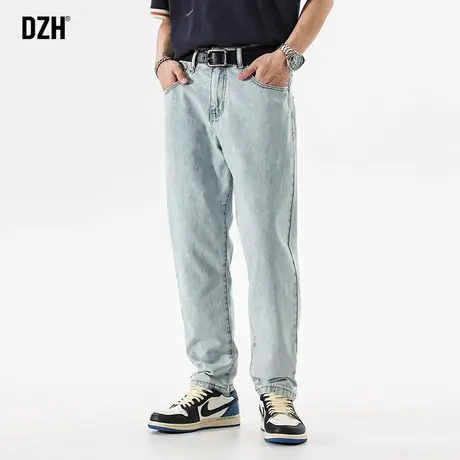 男生浅蓝色牛仔裤男直筒潮牌美式秋季裤子2023新款休闲直筒裤复古商品大图