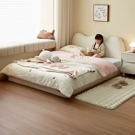 全友家居现代简约无床头床地台卧室男女小孩榻榻米儿童床商品大图