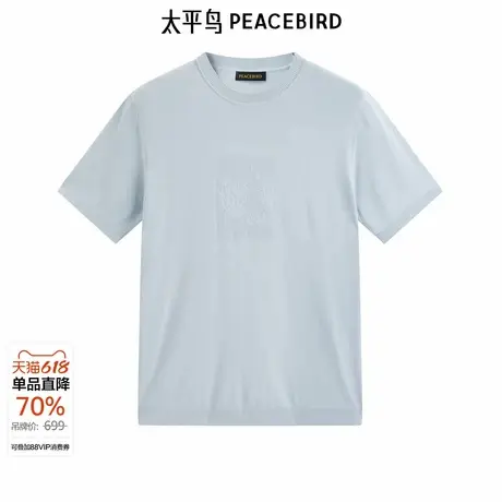 太平鸟男装印花针织T恤夏新款圆领修身体恤B1EEE2417商品大图