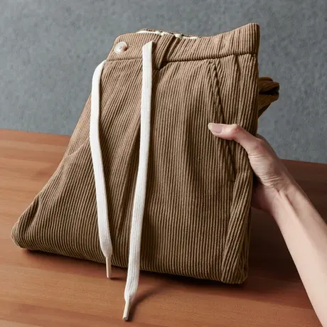 2023秋冬加厚灯芯绒休闲裤男直筒修身长裤松紧腰加绒九分男裤子潮商品大图