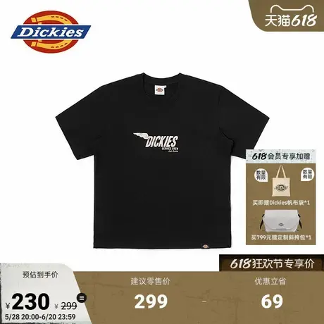 Dickies25春夏新款 弹力面料修身前胸字母LOGO印花女式短袖T恤图片