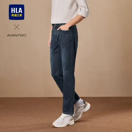 HLA/海澜之家经典复古牛仔裤怀旧风2025春夏季新款微弹中腰裤子男商品大图