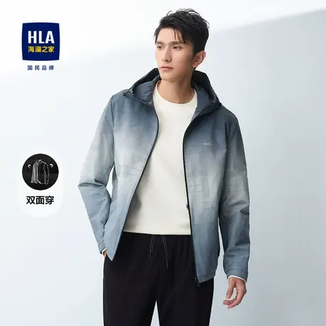 【双面穿】HLA/海澜之家连帽夹克秋冬季户外运动印花休闲外套男款图片
