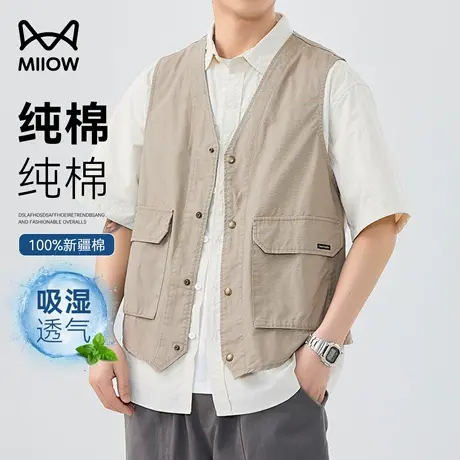 猫人复古工装马甲男士夏季潮牌户外摄影坎肩背心男外穿外套登山服商品大图
