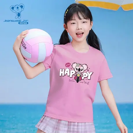 XK真维斯童2025夏季新款男女童同款圆领短袖T恤印花上衣商品大图