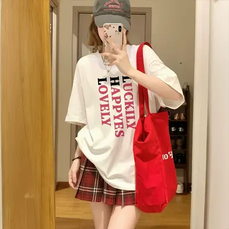 白色纯棉半袖短袖t恤女2025新款宽松显瘦夏季超好看漂亮精致上衣图片
