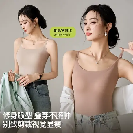 猫人女士夏季薄款冰丝显瘦百搭免穿文胸无痕美背收副乳文胸吊带商品大图