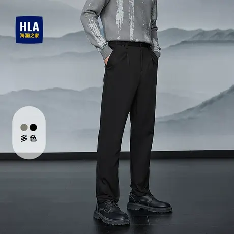 HLA/海澜之家山不在高系列休闲裤25春秋新款松紧腰时尚绣花裤子男商品大图
