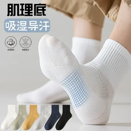 猫人袜子男纯色棉袜夏季薄款肌理底防臭吸汗透气运动夏天男袜短袜图片