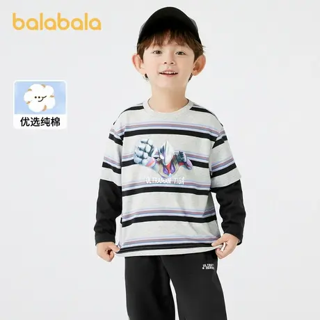 巴拉巴拉【奥特曼IP商场同款】男童长袖T恤秋2024新款纯棉假两件图片