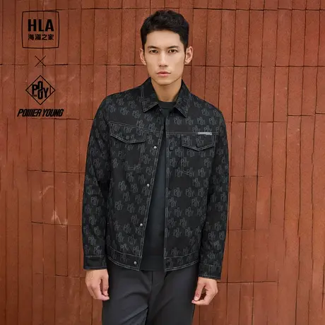 【满印花纹】HLA/海澜之家23秋新款翻领衬衫款夹克商务休闲外套男图片