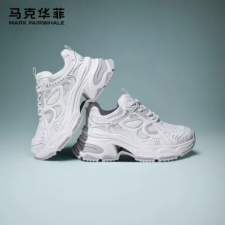 马克华菲银色老爹鞋女2025夏季新款时尚厚底增高透气运动休闲鞋女商品大图