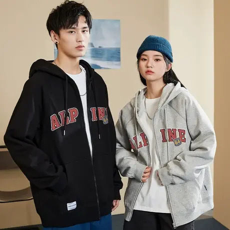 唐狮灰色连帽开衫卫衣女2025新款春秋设计感学院风小个子外套潮VB图片