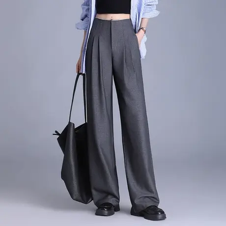 西装裤女秋季新款宽松阔腿裤高腰慵懒通勤垂感休闲长裤显瘦直筒裤商品大图