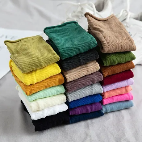 堆堆袜子女士中筒袜天鹅绒长袜韩版日系糖果色夏季薄款网红街头潮商品大图