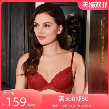 夏娃的诱惑内衣女揽秋河2023年新款上托大胸显小性感蕾丝薄款文胸商品大图