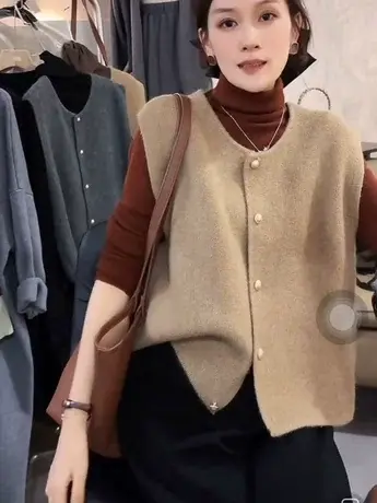 2023秋冬新款别致百搭韩版宽松毛衣马甲高级感外穿叠穿时尚马夹女商品大图