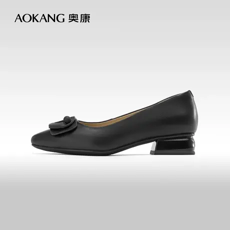 奥康女鞋 2023秋季新款低跟单鞋真皮尖头平底通勤简约一脚蹬单鞋商品大图