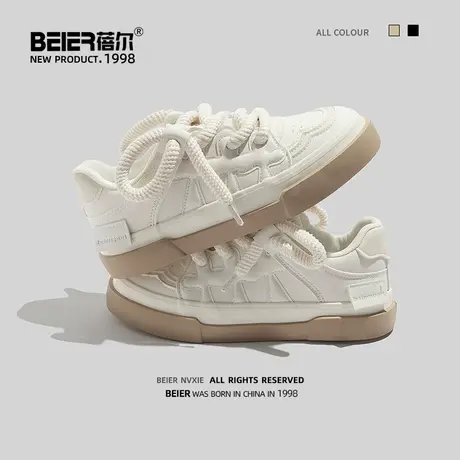 蓓尔 鞋子女初秋小白鞋女新款2023爆款面包鞋百搭厚底小众原创鞋商品大图