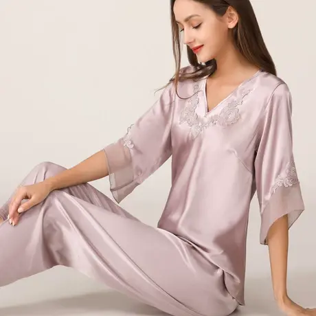 真丝睡衣女2024年新款大码丝绸家居服性感冰丝套装女春夏秋季商品大图
