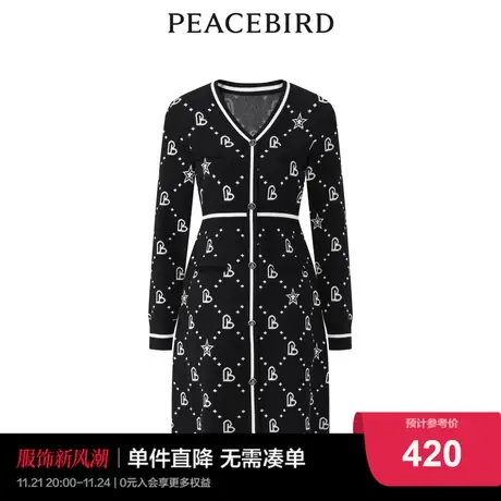 【商场同款】太平鸟女士时尚2024夏季新款老花纹样连衣裙图片