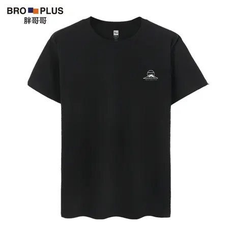 胖哥哥BROPLUS短袖t恤男2023年夏季加肥加大半袖宽松大码男装体恤图片