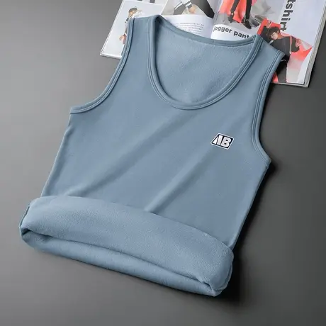 男士背心冬季运动坎肩无袖t恤保暖加绒加厚内穿打底马甲健身跨栏商品大图