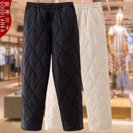 中老年妈妈冬季羽绒棉裤外穿200斤大码宽松显瘦妈妈加厚保暖棉裤商品大图