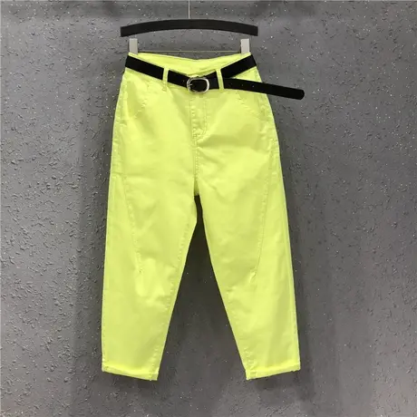 春夏新款欧货女潮流糖果色宽松显瘦休闲牛仔八分裤小脚哈伦裤垮裤商品大图