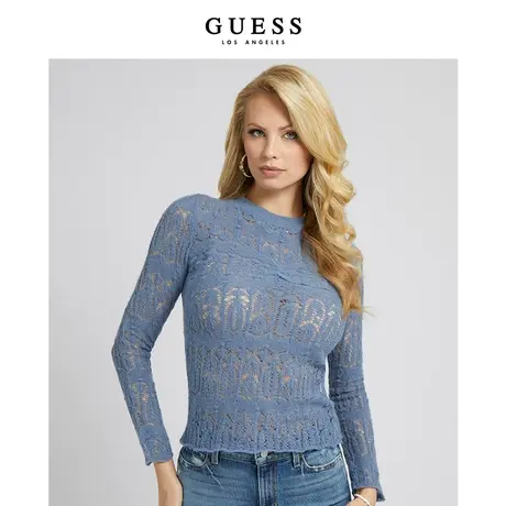 GUESS女士潮流美式舒适镂空长袖毛衣针织衫-W2BR33Z31O0商品大图