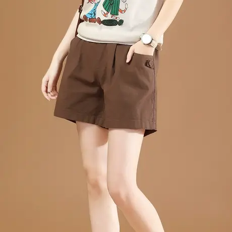 韩潮袭人松紧薄款短裤女夏宽松外穿2024新款显瘦百搭休闲阔腿裤子图片