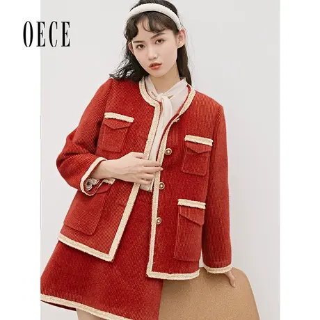 Oece冬装新款小香风外套法式复古显白气质短款炸街外套图片