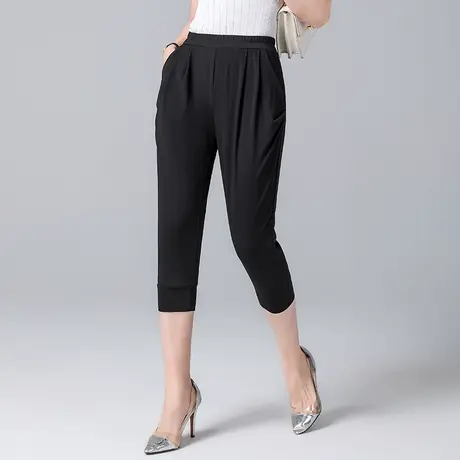 七分哈伦裤女夏薄款加肥加大码女裤宽松高腰显瘦萝卜裤束脚休闲裤商品大图