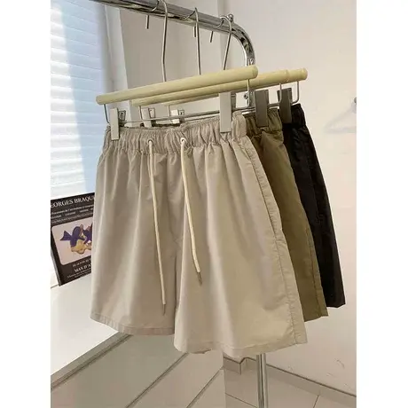 宽松休闲水洗棉工装短裤女A字高腰显瘦阔腿裤外穿通勤百搭裤子夏商品大图