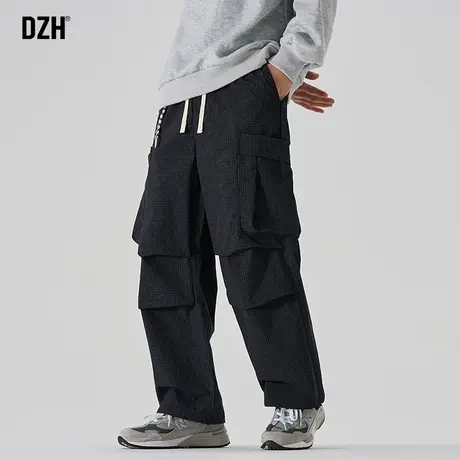 男士黑色多口袋工装裤男秋款直筒宽松速干冲锋裤伞兵裤2023年新款商品大图