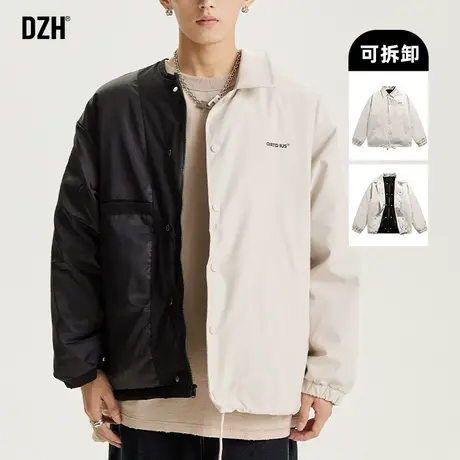 男士可拆卸内胆棉服男款冬季2023年新款假两件棉衣外套男潮牌加厚商品大图
