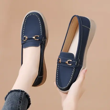 老北京布鞋女2023秋季一脚蹬平底休闲豆豆鞋42大码41一43妈妈单鞋商品大图