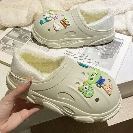 2024新款棉拖鞋女包跟秋冬季居家室内加绒保暖厚底防滑外穿洞洞鞋商品大图