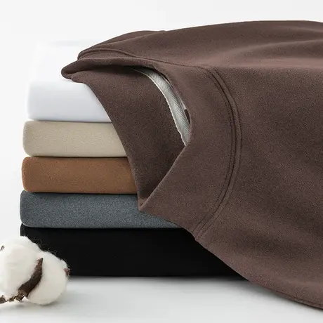 300g重磅德绒长袖t恤男装半高领保暖内搭打底衫双面绒纯色上衣服商品大图