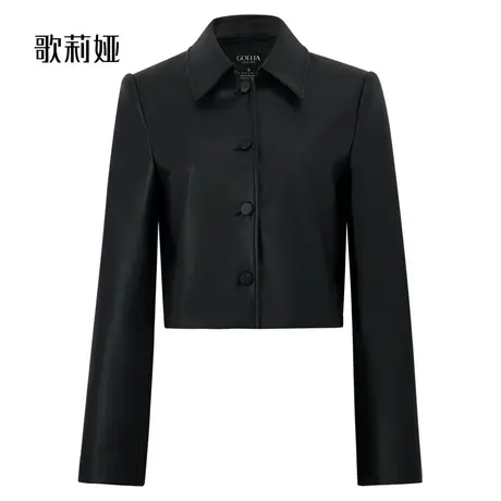 歌莉娅短外套女春季新款环保外搭皮衣翻领机车皮衣夹克1C2R6E620图片