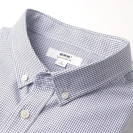 格慕施春夏季纯棉短袖衬衫男商务休闲格纹大码宽松上班爸爸装衬衣图片
