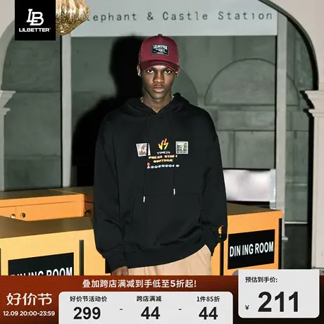 Lilbetter390g重磅卫衣男秋冬款cityboy美式复古连帽上衣新款男装商品大图