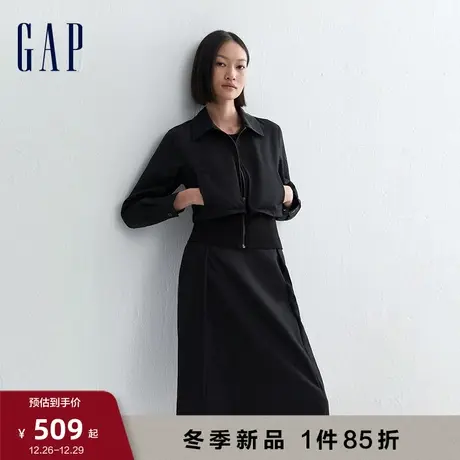 Gap女装冬季新款LOGO时尚休闲开襟拼接夹克宽松加厚外套840923图片