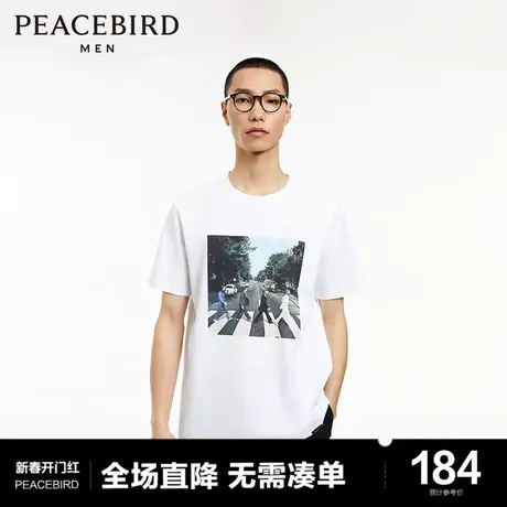 【音乐青年】太平鸟男装 2023年秋季新款纯棉短袖T恤男B1CND3105商品大图